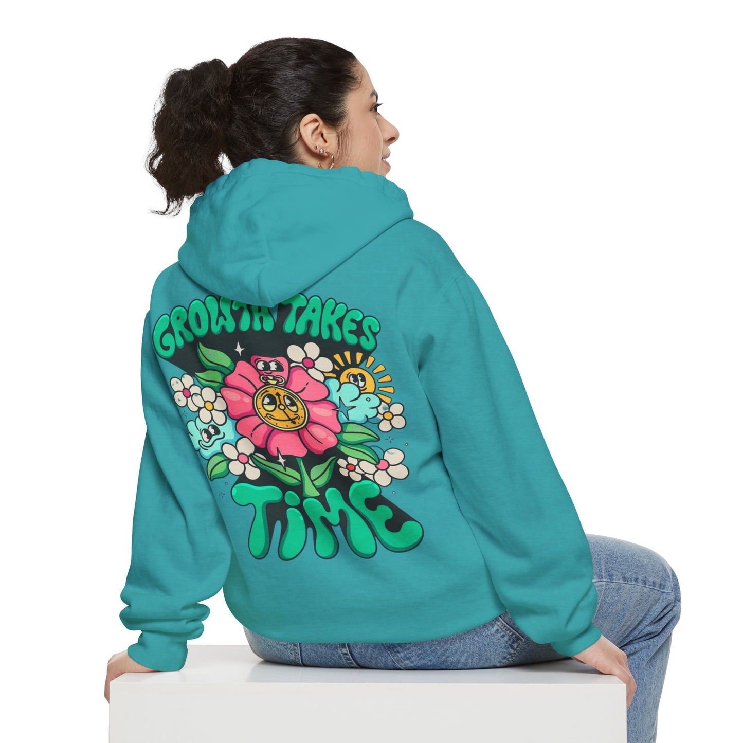 Growth Takes Time Hoodie, Unisex Hoodie, Floral Design Sweatshirt, Comfy Casual Wear, Gift for Gardeners
