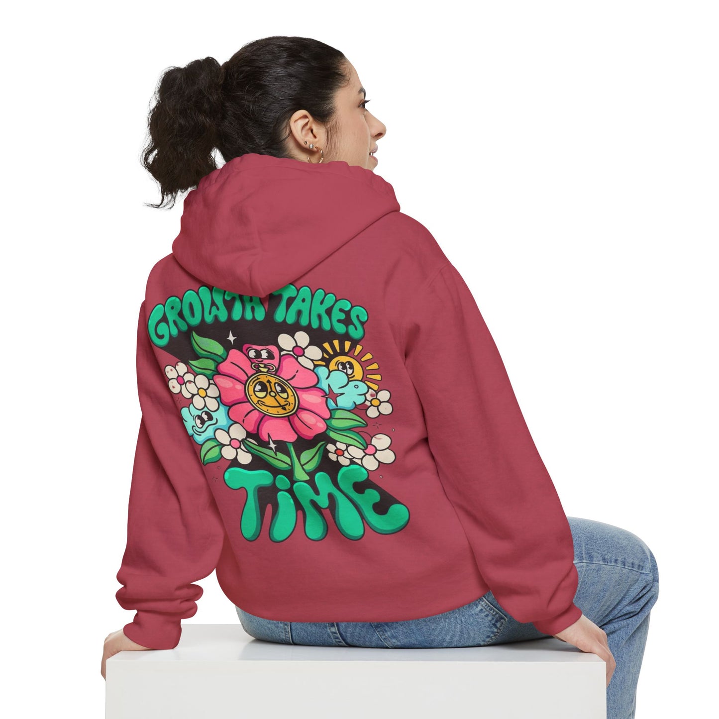 Growth Takes Time Hoodie, Unisex Hoodie, Floral Design Sweatshirt, Comfy Casual Wear, Gift for Gardeners
