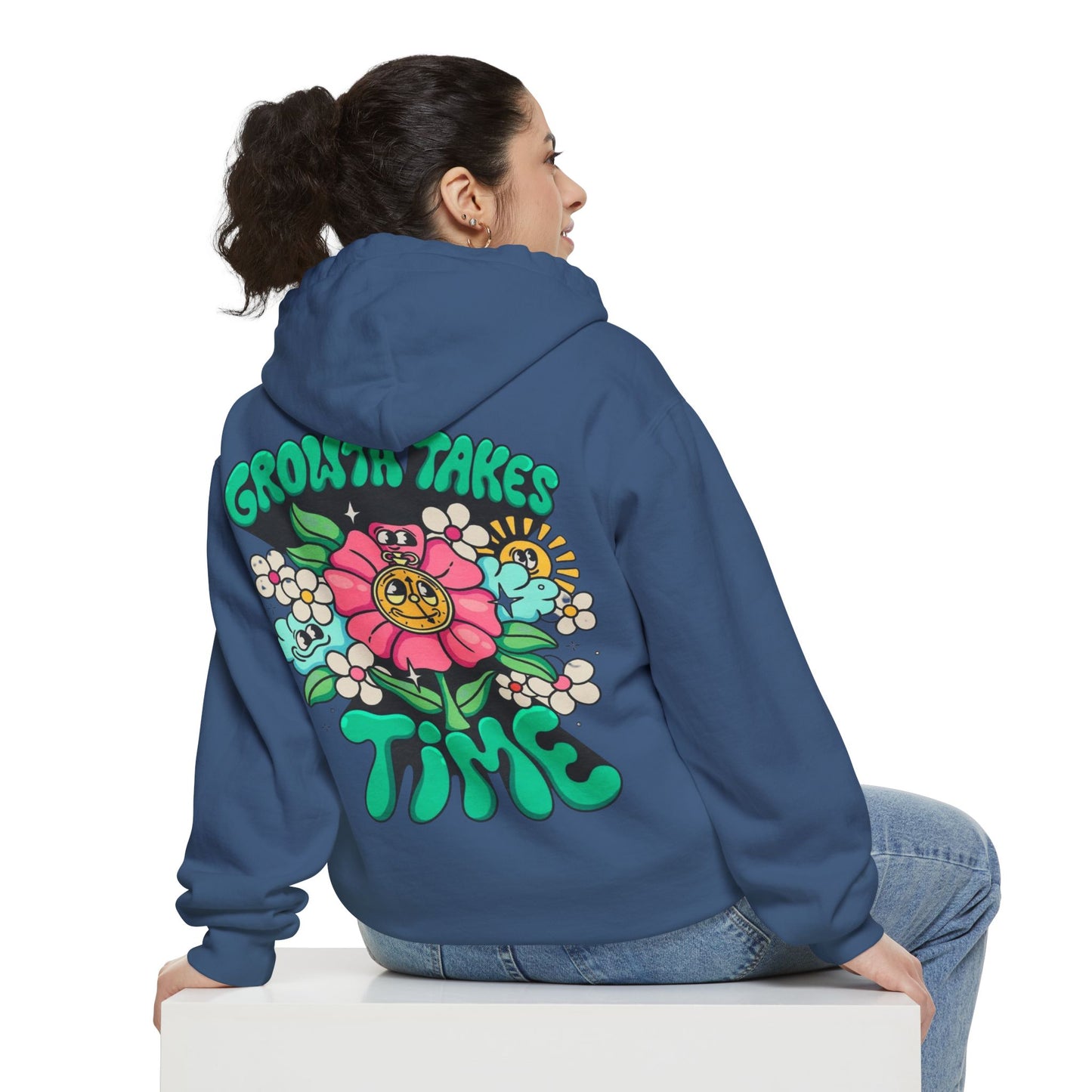 Growth Takes Time Hoodie, Unisex Hoodie, Floral Design Sweatshirt, Comfy Casual Wear, Gift for Gardeners