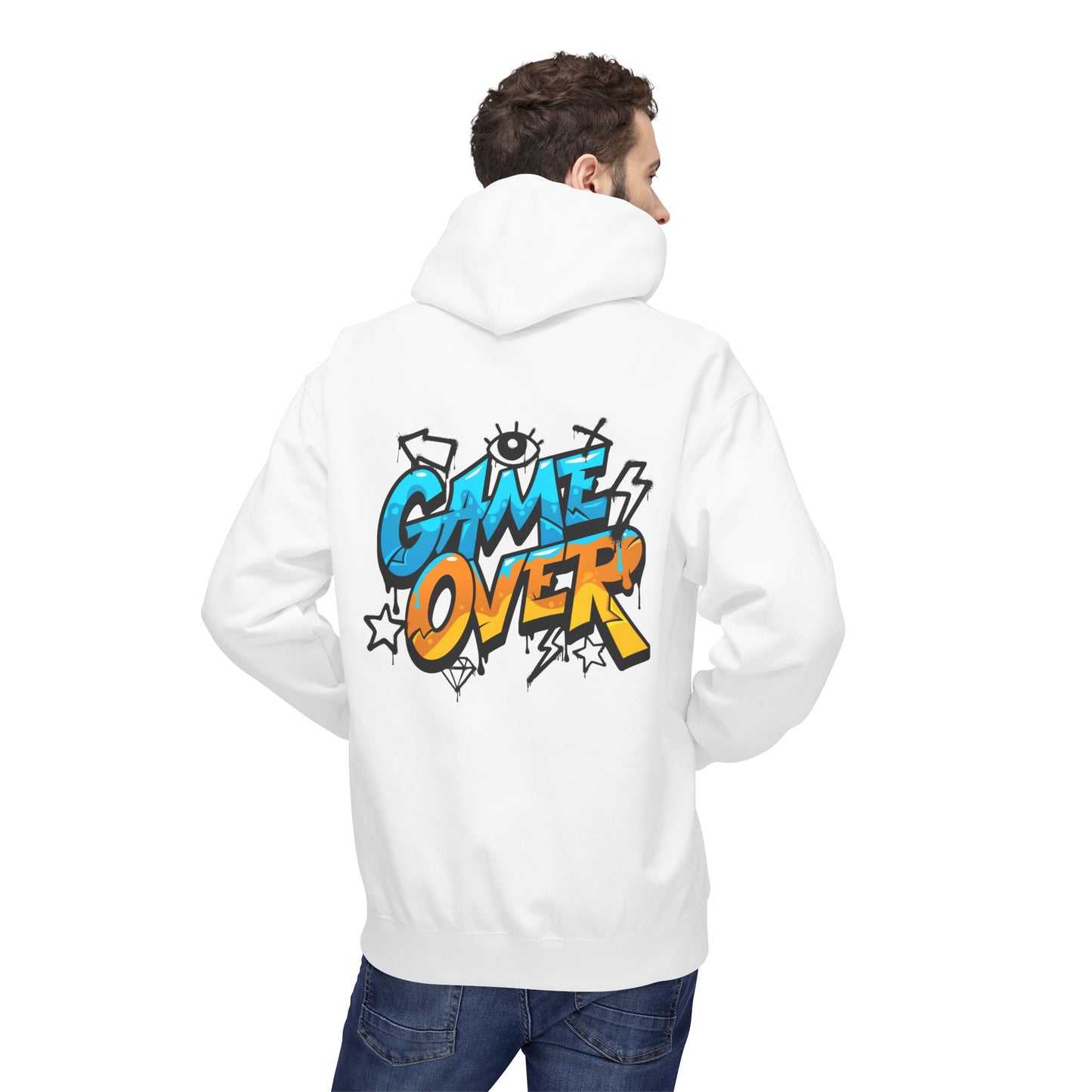 Game Over Graphic Hoodie, Unisex Fleece Sweatshirt for Gamers, Casual Wear, Video Game Lover Gift, Streetwear Style