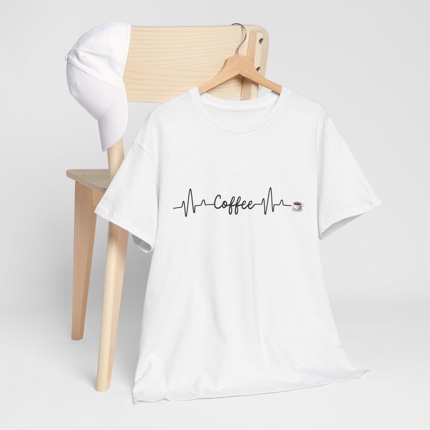 Coffee Heartbeat Unisex Tee, Perfect Gift for Coffee Lovers, Ideal for Casual Wear, Birthday, Cafes, Coffee Enthusiasts
