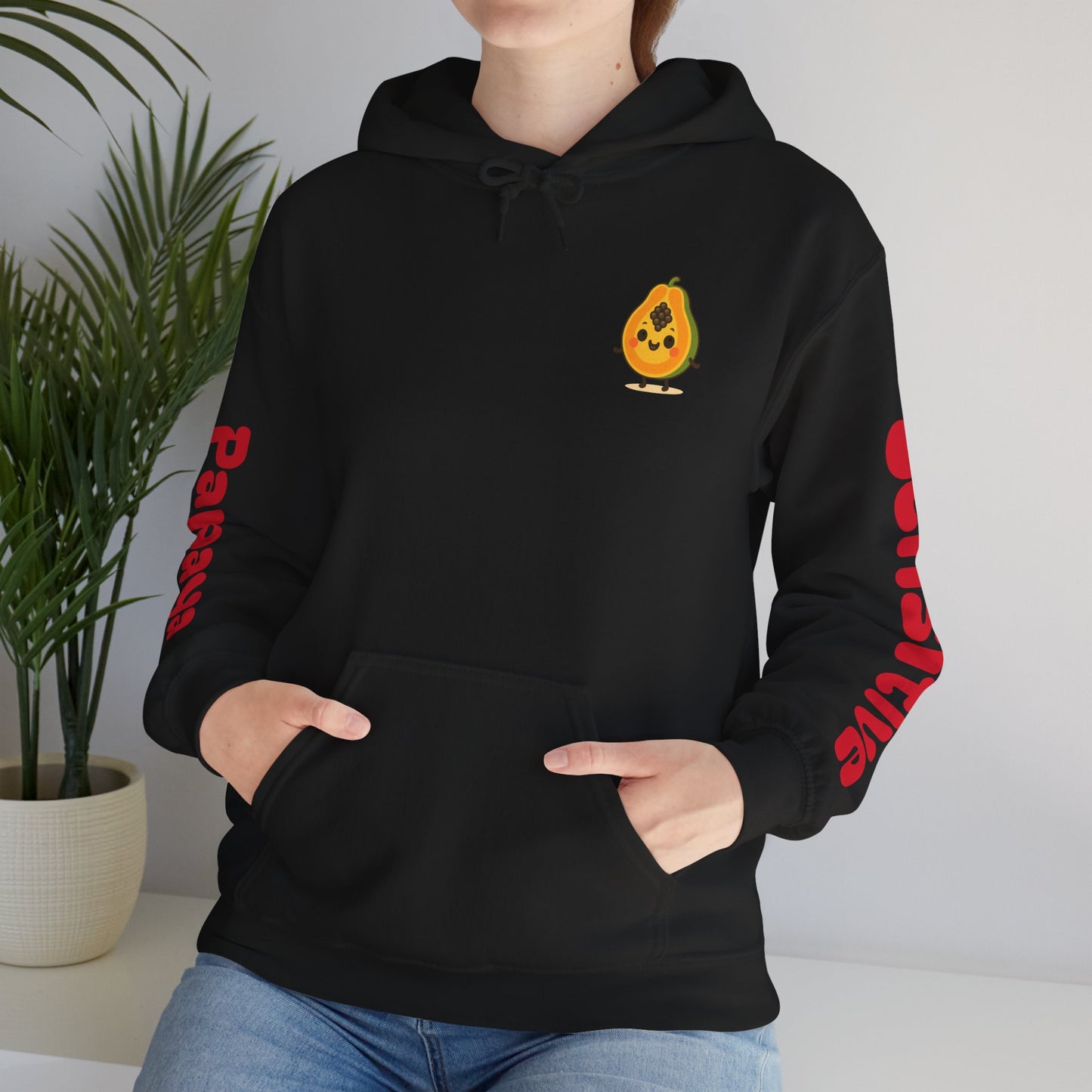 Sensitive Papaya Hoodie, Quirky Hooded Sweatshirt, Gift for Fruit Lovers, Funny Sweatshirt, Cozy Streetwear