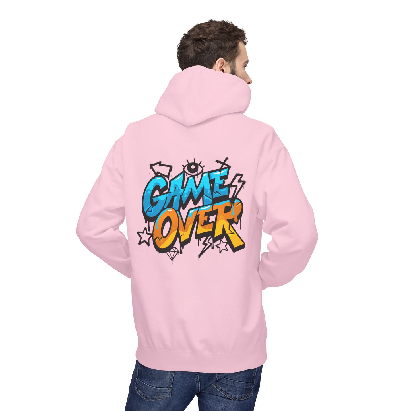 Game Over Graphic Hoodie, Unisex Fleece Sweatshirt for Gamers, Casual Wear, Video Game Lover Gift, Streetwear Style