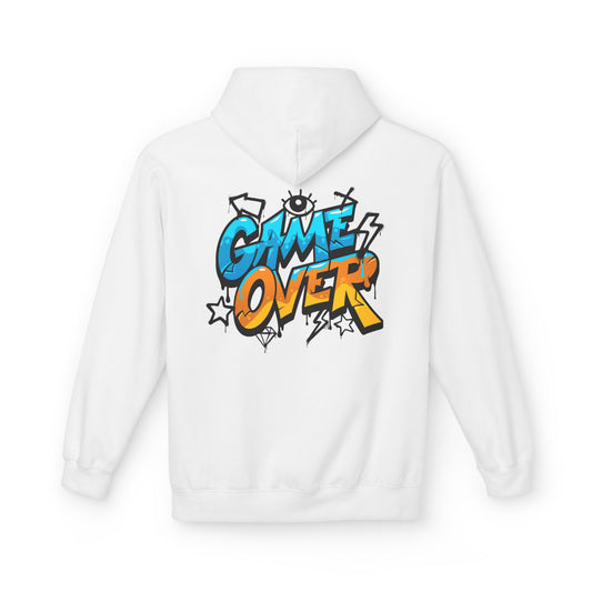 Game Over Graphic Hoodie, Unisex Fleece Sweatshirt for Gamers, Casual Wear, Video Game Lover Gift, Streetwear Style