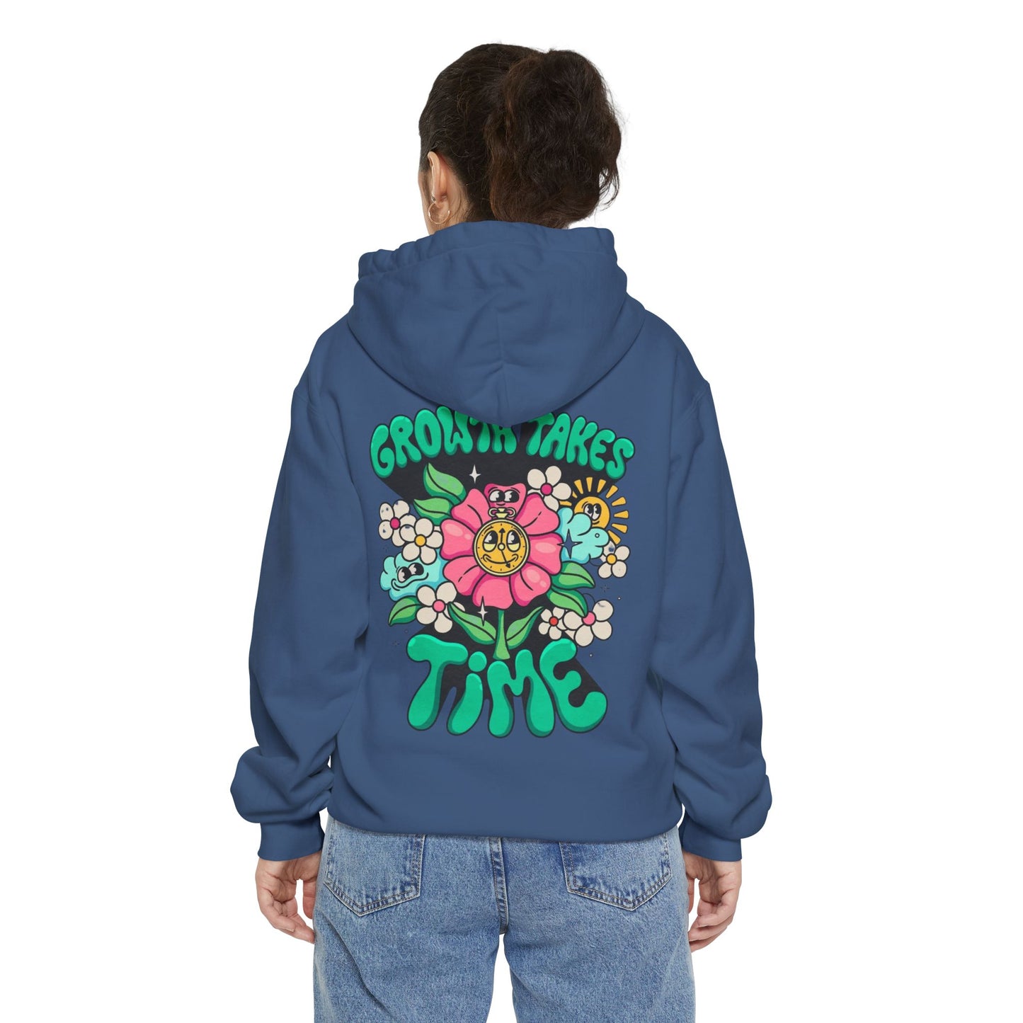 Growth Takes Time Hoodie, Unisex Hoodie, Floral Design Sweatshirt, Comfy Casual Wear, Gift for Gardeners