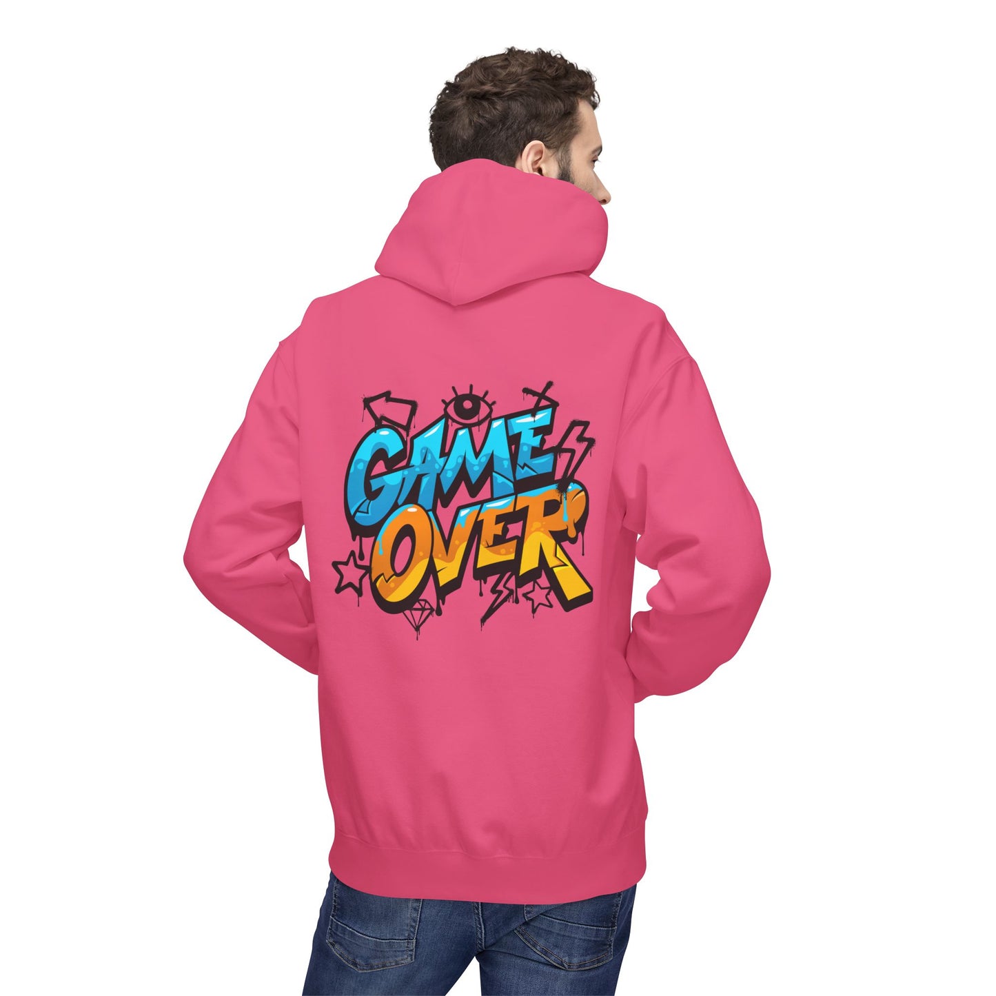 Game Over Graphic Hoodie, Unisex Fleece Sweatshirt for Gamers, Casual Wear, Video Game Lover Gift, Streetwear Style