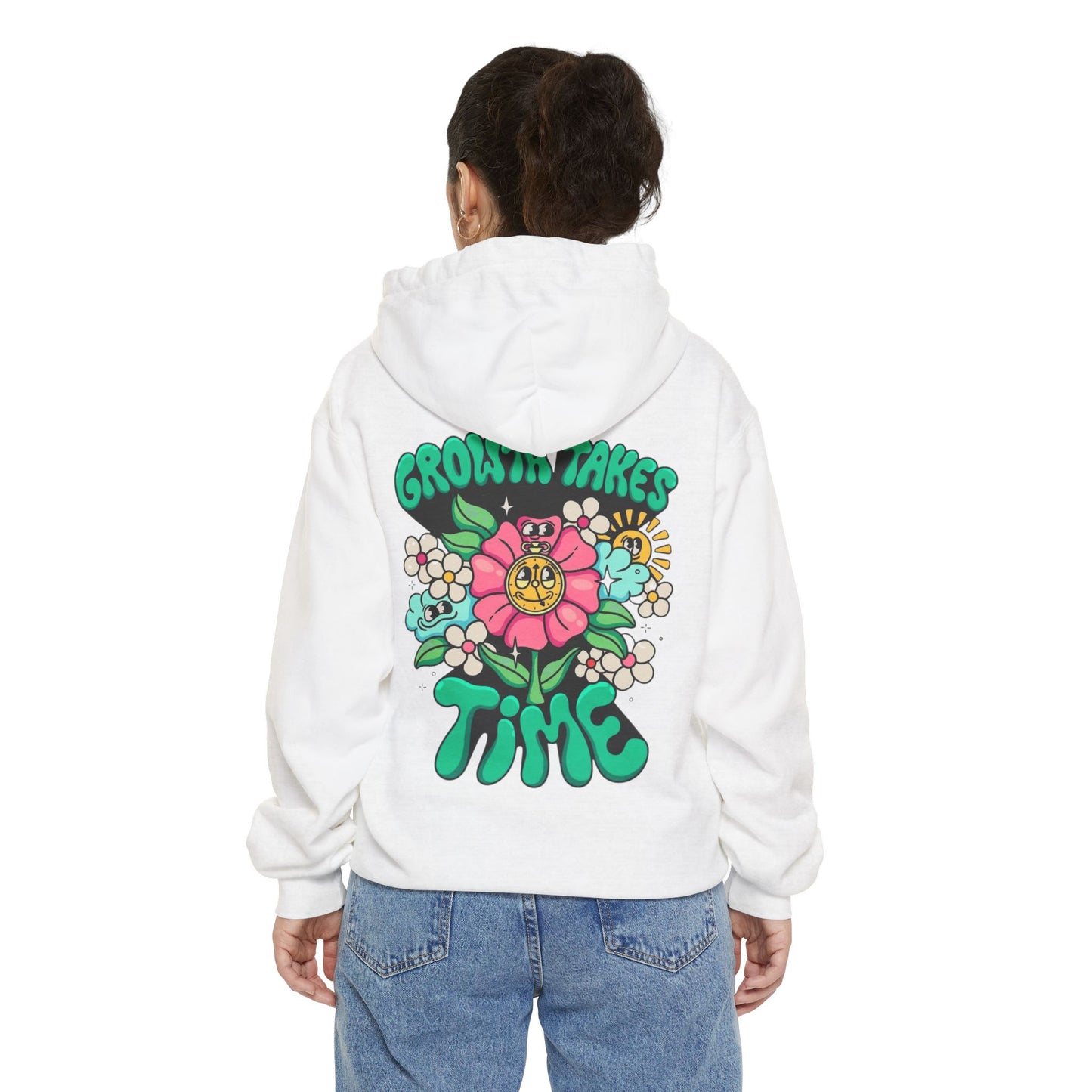 Growth Takes Time Hoodie, Unisex Hoodie, Floral Design Sweatshirt, Comfy Casual Wear, Gift for Gardeners