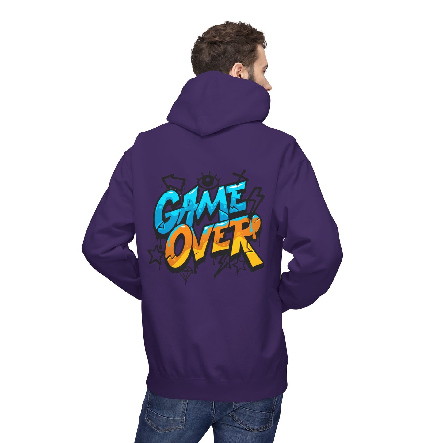 Game Over Graphic Hoodie, Unisex Fleece Sweatshirt for Gamers, Casual Wear, Video Game Lover Gift, Streetwear Style