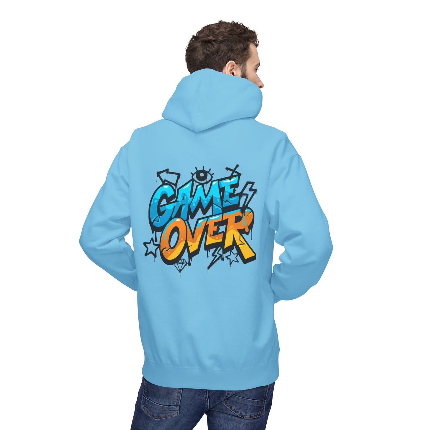 Game Over Graphic Hoodie, Unisex Fleece Sweatshirt for Gamers, Casual Wear, Video Game Lover Gift, Streetwear Style