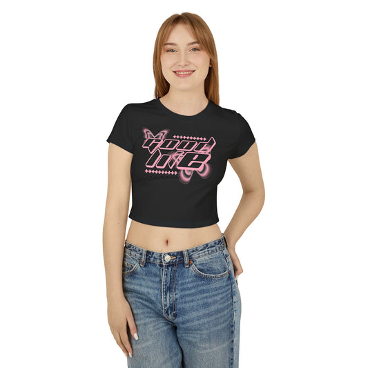 Trendy Women's Baby Tee with Pink Butterfly Design, Cute Summer Top, Casual Tee, Gift for Her, Streetwear Outfit