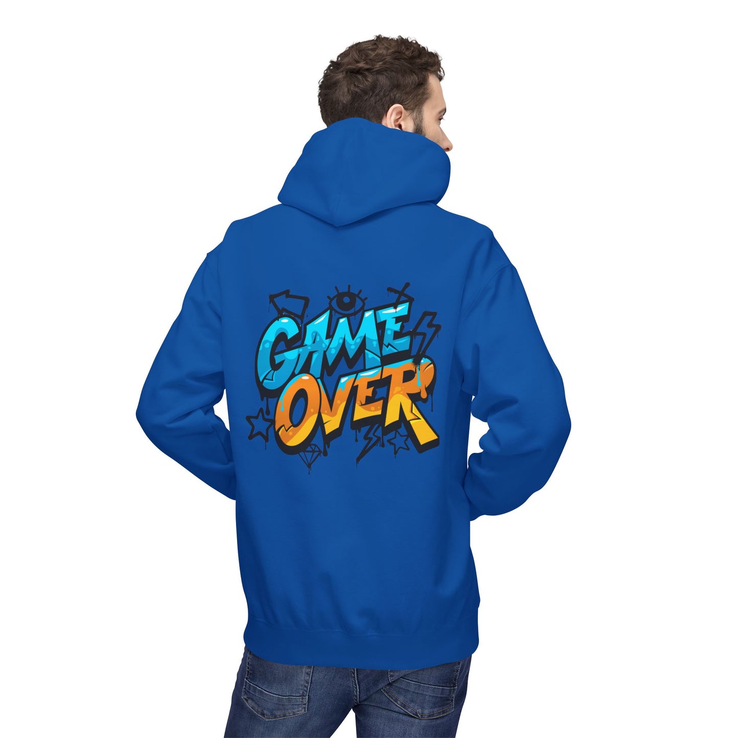 Game Over Graphic Hoodie, Unisex Fleece Sweatshirt for Gamers, Casual Wear, Video Game Lover Gift, Streetwear Style