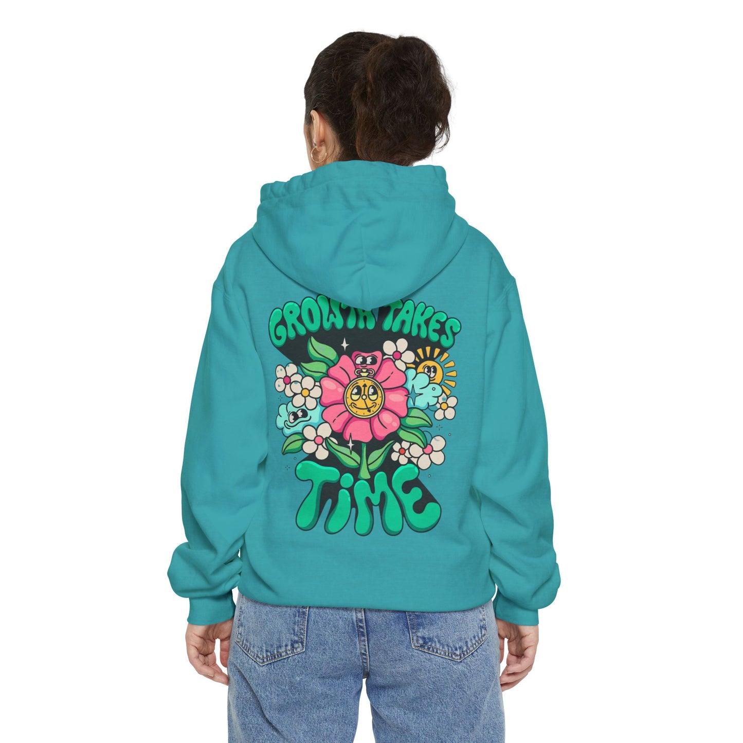 Growth Takes Time Hoodie, Unisex Hoodie, Floral Design Sweatshirt, Comfy Casual Wear, Gift for Gardeners