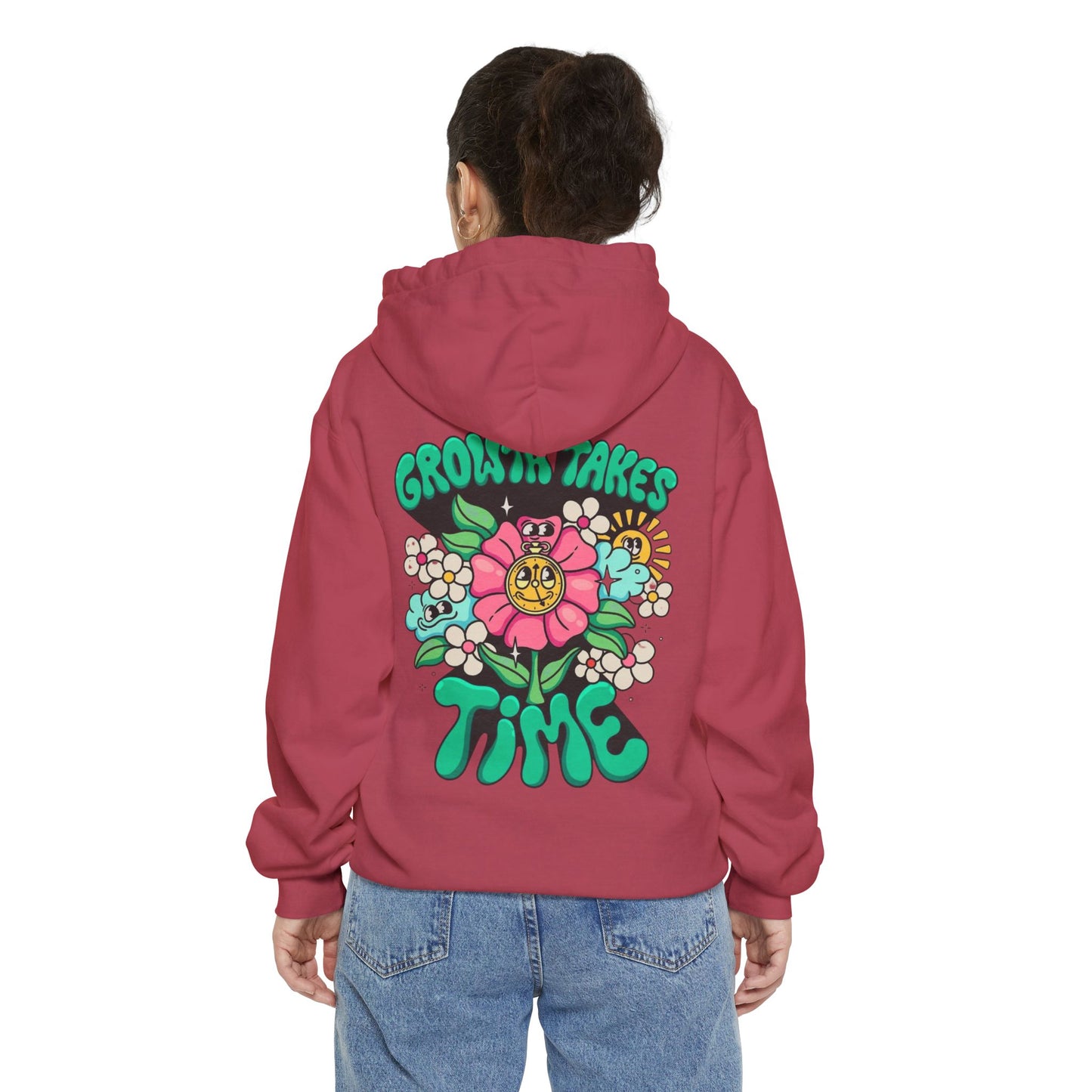 Growth Takes Time Hoodie, Unisex Hoodie, Floral Design Sweatshirt, Comfy Casual Wear, Gift for Gardeners