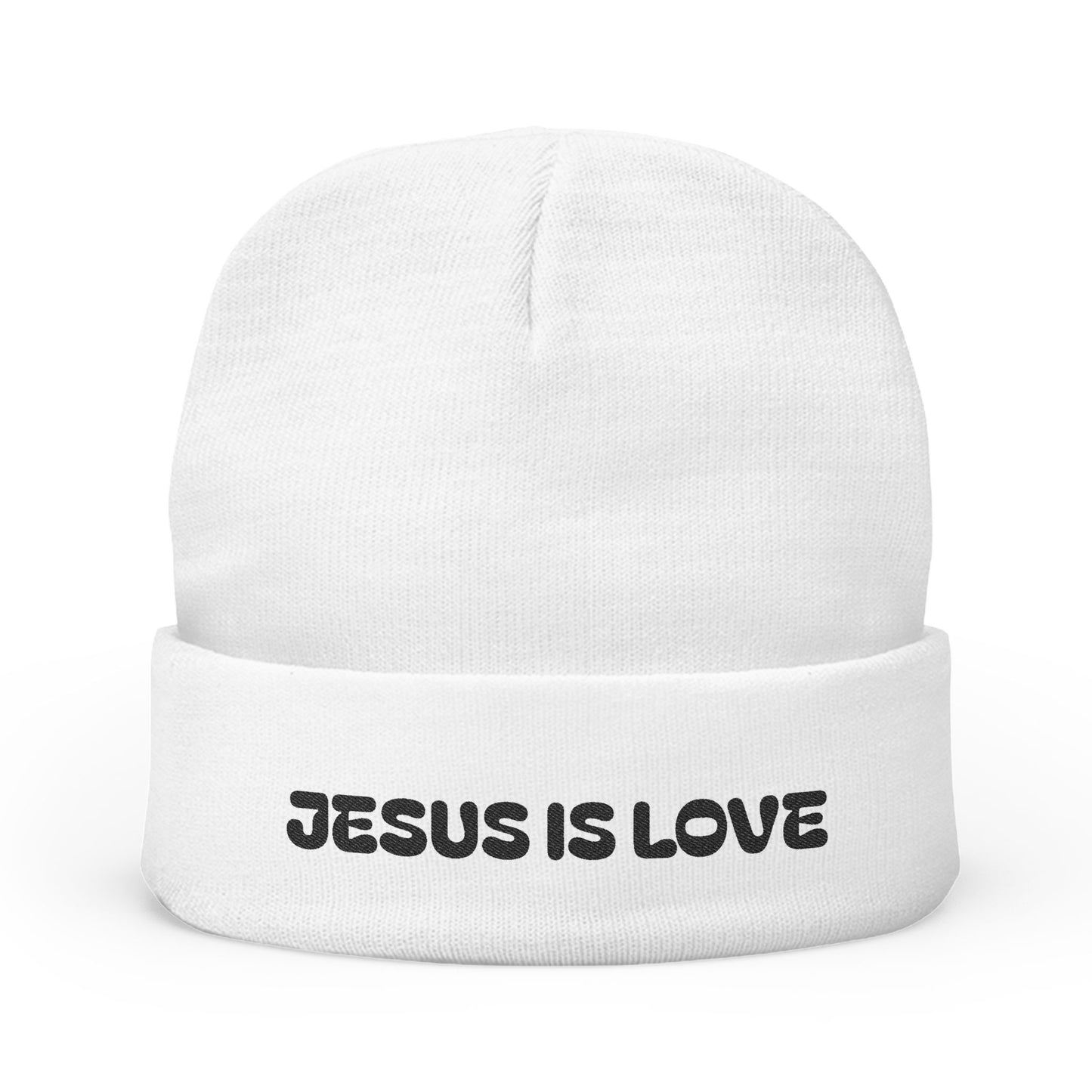 Red Knit Beanie with 'Jesus Is Love' Embroidery | Cozy Holiday Gift, Winter Wear, Christian Apparel, Faith Hat, Casual Beanie